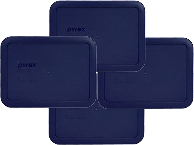 Pyrex 7210-PC 3 Cup Blue Rectangle Plastic Lid - 4, Blue