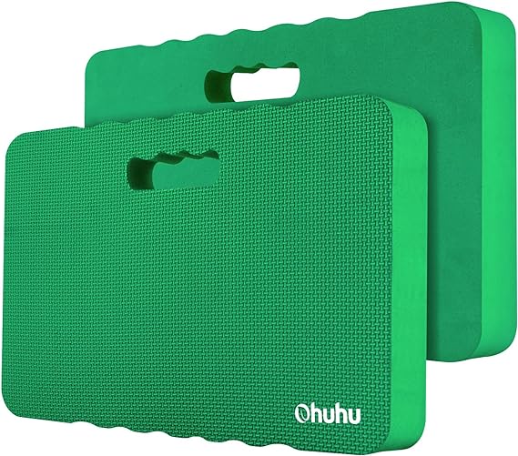 Ohuhu Premium Thick Kneeling Pads, 2 Pack Large Comfortable Gardening Knee Pad Kneeling Mat with 2 Different Surfaces, Extra Thick Knee Pad Cushion for Gardening, Yard Work, 43 x 28 x 4 cm Green