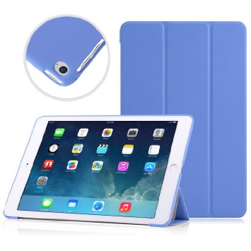 MoKo iPad Air 2 Case - Ultra Slim Lightweight Smart-shell Stand Cover Case with Rubberized back for Apple iPad Air 2 (iPad 6) 9.7 Inch iOS 8 Tablet, BLUE (with Smart Cover Auto Sleep / wake)