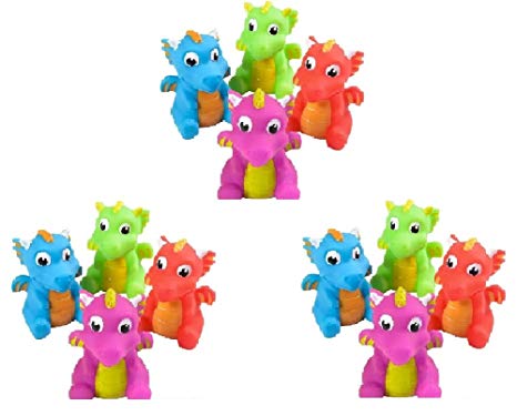 Novelty Treasures Dragon Squirts (Set of 12) Playful Bathtub & Birthday Party Goody Bag Toys