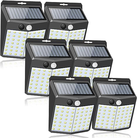 ZEEFO Solar Lights Outdoor, 56 LED Solar Motion Sensor Security Lights 270º Wide Angle Waterproof Solar Powered Wall Lights Outside Solar Lamps with 3 Modes for Yard Garage Garden Fence Door[6 Pack]