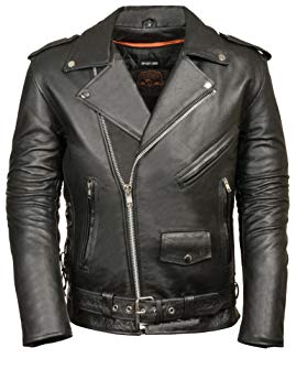 MILWAUKEE LEATHER Men's Classic Side Lace Police Style Motorcycle Jacket (Black, X-Small)