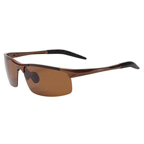 Aoron Premium Sport Polarized Sunglasses Wrap Metal Frame