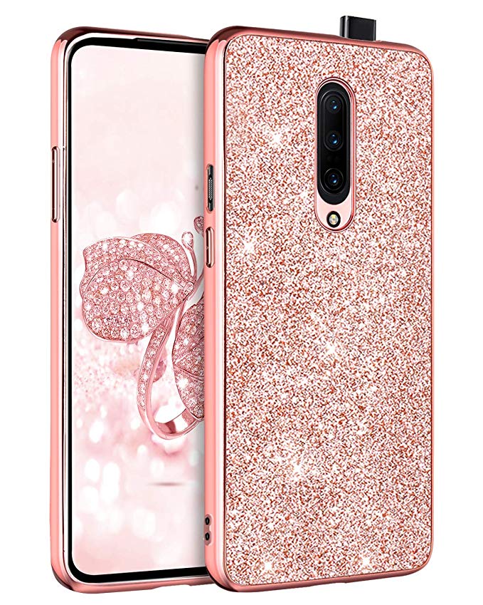 BENTOBEN OnePlus 7 Pro Case, Slim Glitter Shiny Bling Protective Flexible Hybrid Soft TPU Bumper Hard Back Shockproof Anti Scratch Sturdy Girls Women Phone Cases Cover for OnePlus 7 Pro, Rose Gold