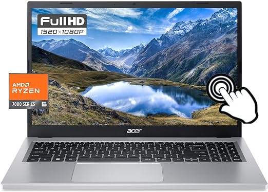 acer Aspire 3 Touchscreen 15.6" FHD Laptop 2023 Newest, 16GB LPDDR5 1TB SSD, AMD Ryzen 5 7520U Quad-Core Processor, WiFi 6, Bluetooth 5.2, HD Webcam, HDMI, Silver, Windows 11, GM Accessory