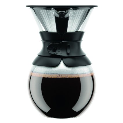 Bodum 11571-01 Pour Over Coffee Maker with Permanent Filter 34 oz Black