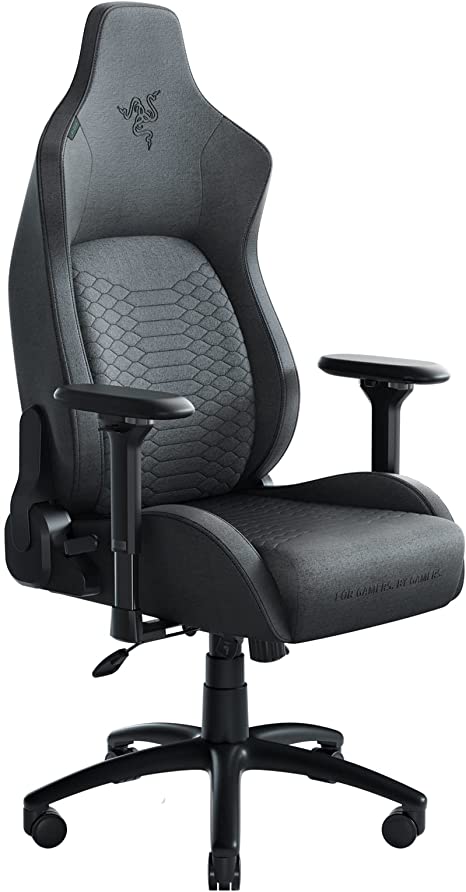 Razer Iskur Fabric Gaming Chair: Ergonomic Lumbar Support System - Ultra-Soft, Spill-Resistant Fabric - Durable Foam Cushions - 4D Armrests - Engineered to Carry - Foam Head Cushion - Dark Gray