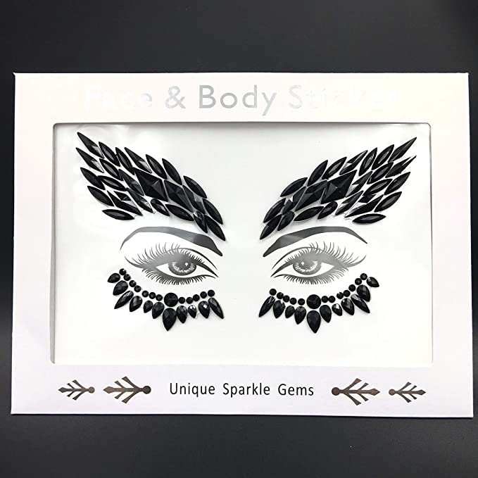 black body sticker jewels festival face jewels mermaid crystal glitter self adhesive sticker mermaid glitter temporary tattoo body tattoo face gems for halloween pride Makeup Carnival Crafts