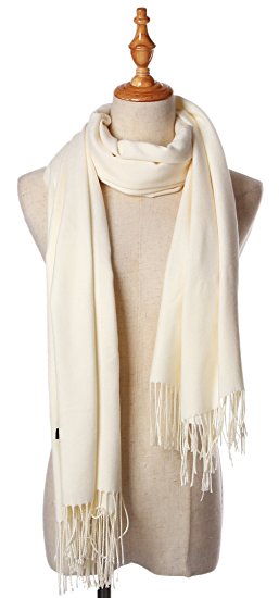 Anboor Super Soft Cashmere Blanket Scarf with Tassel Solid Color Warm Shawl for Women