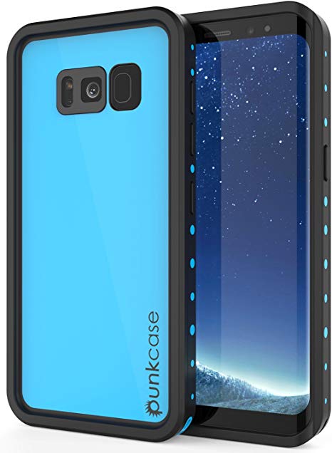 Galaxy S8 Plus Waterproof Case, Punkcase [StudStar Series] [Slim Fit] [IP68 Certified] [Shockproof] [Dirtproof] [Snowproof] Armor Cover for Samsung Galaxy S8 Plus [Light Blue]