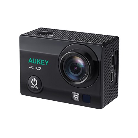 AUKEY Action Camera 4K Ultra HD WiFi Waterproof Sports Cam with 2 Pcs Rechargeable Batteries and Accessories Kit, 2.4GHz Remote, 170° Wide Angle