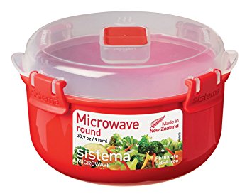 Sistema Microwave Cookware Bowl, Round, 30.4 Ounce/ 3.8 Cup, Red