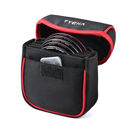 Tycka Field Filters Case for Round Filters Up to 86mm, Belt Style Design Filter Pouch, Removable Inner Lining and Water-resistant and Dustproof Design, Black