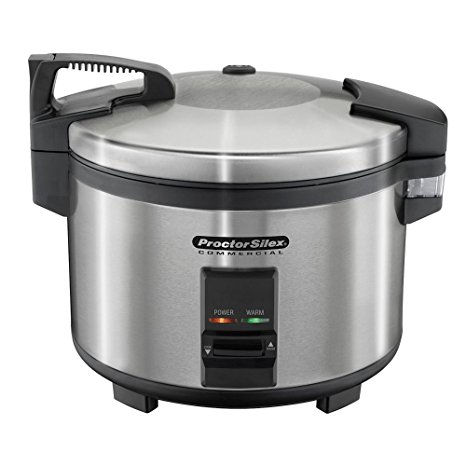 Proctor Silex Commercial 37540 Rice Cooker/Warmer, 40 Cups Cooked Rice, Non-Stick Pot, Hinged Lid, Stainless Steel Housing