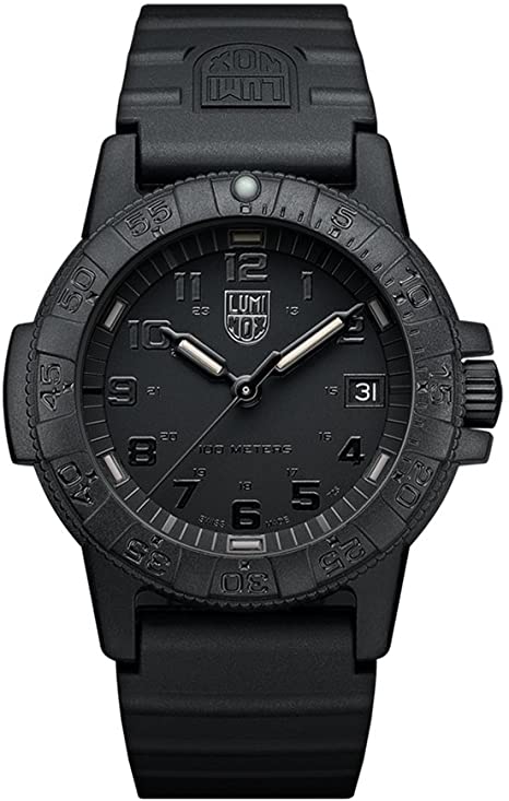 Luminox Mens Watch 39 mm Medium Navy Seal Black Out (XS.0301.BO / 0300 Series): 100 Meter Water Resistant   Light Weight Case   Hardened Mineral Glas
