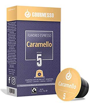 Gourmesso Soffio Caramello (Caramel) - 30 Espresso Capsules Compatible with Nespresso Machines 100% Fairtrade Coffee