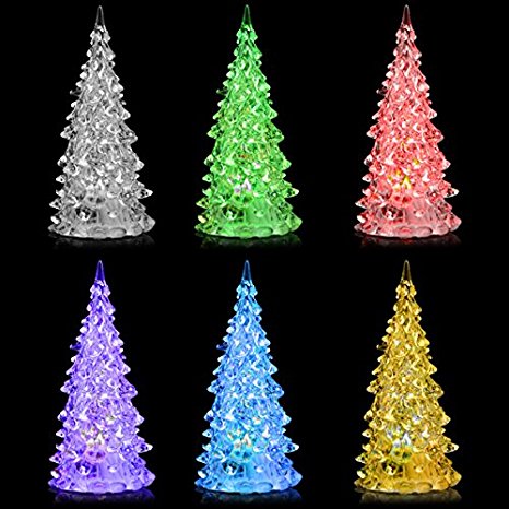 Mini Store White Pine Tree Small Christmas Mood Lamp LED Lights 7 Color Changing