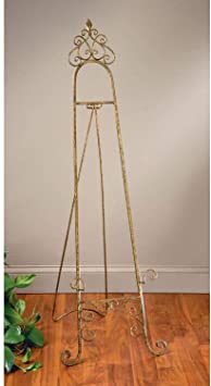 Gold 4ft 5in Easel Metal Free Standing Art Display Lightweight Decorative Picture Painting Drawing Artwork Holder and Floor Showcase, 53 Inch