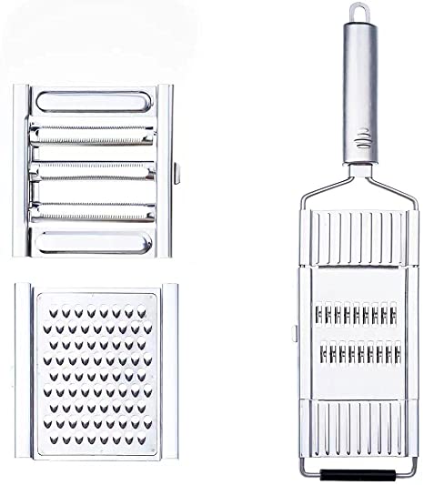 Multi-Purpose Vegetable Slicer, Stainless Steel 3 in 1 Vegetable Grater Shredder Cheese Grater and Chopper with 3 Replaceable Slicers Great for Home Kitchen Use