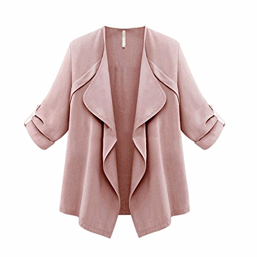 Hot Sale!! ZOMUSA Women Lightweight Thin Solid Long Sleeve Loose Plus Size Coat Cardigan