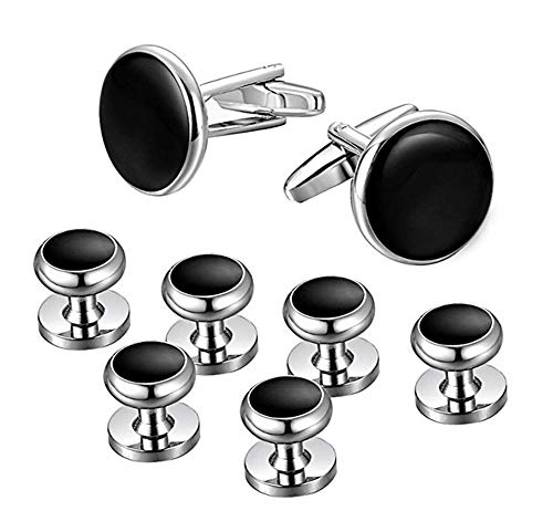 Aphaca Mens Cuff Links and Studs Set for Tuxedo Dress Shirt - Wedding Business Party Accessories