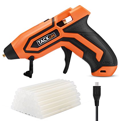 Tacklife PGG01B 3.6V Mini Cordless Glue Gun with 45 Pcs EVA Glue Sticks | Battery Powered Flexible Trigger Overheating Protection and Heating up Quickly with Temperature and Battery Indicators