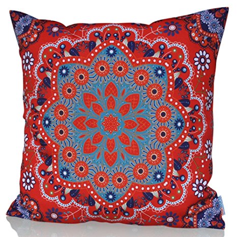Sunburst Outdoor Living 24" x 24" ADORE Red Moroccan Decorative Throw Pillow Cushion Cover for Couch, Bed, Sofa or Patio - Only Case, No Insert
