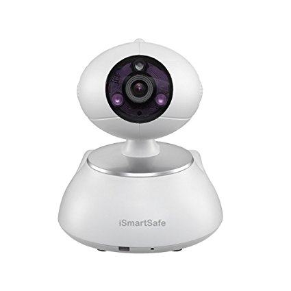 iSmartSafe HD 720P Wireless WiFi Network IP Security Surveillance Video Camera System, Built-in Microphone, Pan/Tilt with 2-Way Audio Day/Night Vision Security Camera - White