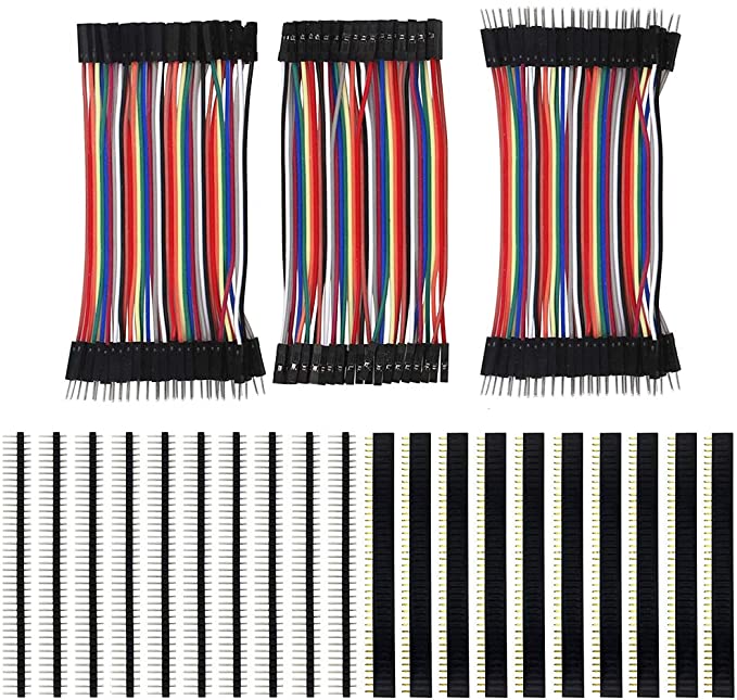 KeeYees 120PCS 3x10CM Jumper Wires 40pin Male to Female, Male to Male, Female to Female with 20PCS 2.54mm 40pin Breakaway PCB Breadboard Pin Headers for Arduino