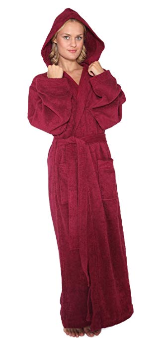 Arus Women's Pacific Style Full Length Tall Hooded Turkish Cotton Bathrobe