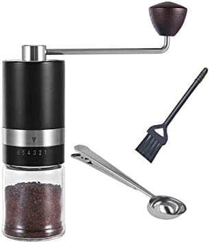 Manual Burr Coffee Grinder - (ceramic Burr) Grinder 6 Adjustable Settings - Portable Hand Crank Coffee - Coffee Spoon And Brush Included
