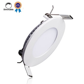 B-right 9W 5-inch Dimmable Ultra-thin Round LED Panel Light, 650lm, 60W Incandescent Equivalent, 4000K Neutral White, LED Recessed Ceiling Lights for Home, Office, Commercial Lighting