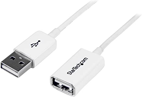 StarTech.com 3m White USB 2.0 Extension Cable Cord - A to A - USB Male to Female Cable - 1x USB A (M), 1x USB A (F) - White, 3 meter (USBEXTPAA3MW)