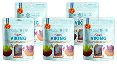 Candy People Sour Viking Gummy Candy 4 Ounce - Non-GMO Vegan Swedish Candy Gummies (5 Pack)