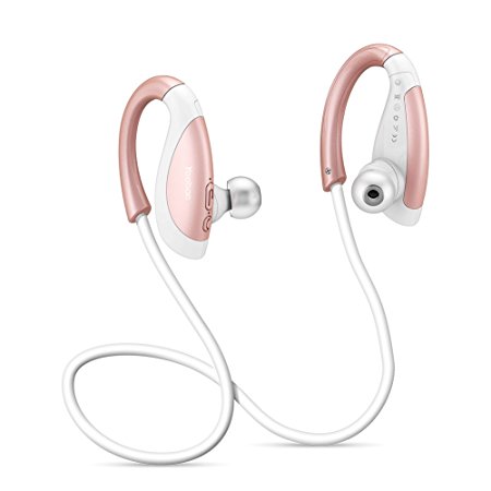 Yoobao YBL-110 Bluetooth Headphones Sports in Ear Earphones Bluetooth 4.1 Built-in Mic and CVC 6.0 Noise Cancellation, IPX4 Sweatproof Wireless Headset Outdoor Earbuds for iPhone, Samsung, HTC and More-Rose Gold