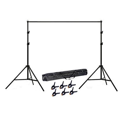 Lightdow 6.5x10' Adjustable Photo Studio Backdrop Stand Background Support Kit with 6 Clamps (Model Number: LD-DP005)