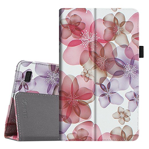 Fintie Folio Case for Fire 7 2015 - Slim Fit Premium Vegan Leather Standing Protective Cover Case for Amazon Fire 7 Tablet (will only fit Fire 7" Display 5th Generation - 2015 release), Floral Purple
