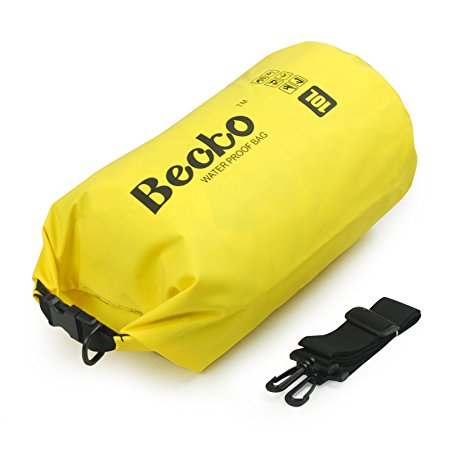 Becko Dry Bag, Waterproof Case Pouch Include Shoulder Strap for Swimming, Surfing, Fishing, Boating, Skiing, Camping and Other Outdoor Sports, Protest Your Personal Item Against Water, Rain, Snow and Sweat (Yellow, 10L)