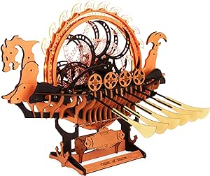 ROBOTIME LK802 Viking Dragon Ship Mechanical Wooden Puzzles, 229 Pieces 3D Puzzles for Adults/Teens, Crafts for Adults/Hobby/Birthday Anniversary Holiday Gift