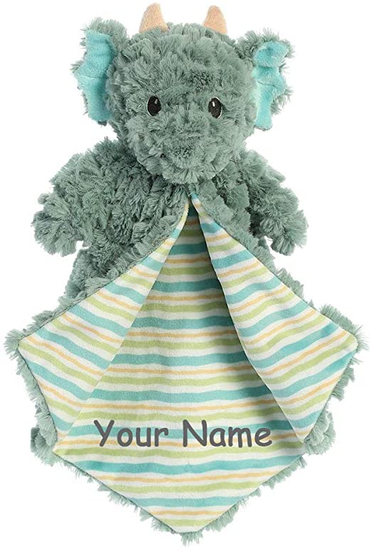 Ebba Personalized Magical Dragon Jaxon Luvster Plush Blanket for Baby Boy or Baby Girl with Custom Name - 14 Inches