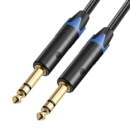 TISINO 1/4 inch TRS Cable, Nylon Braid Heavy Duty 6.35mm Stereo Jack Male to Male Balanced Audio Cord - 3ft