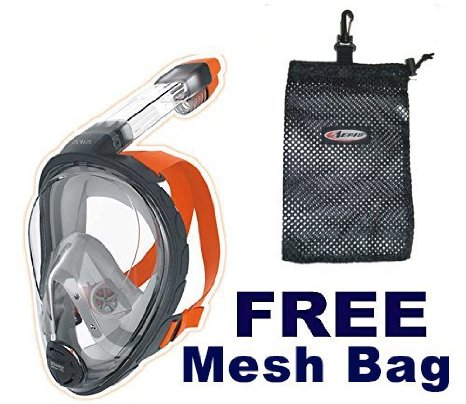 Ocean Reef ARIA Snorkeling Mask Easy Breath Full Face Design, Anti-fog Snorkel - SIZE L FREEMESH BAG AND FREE SHIPPING