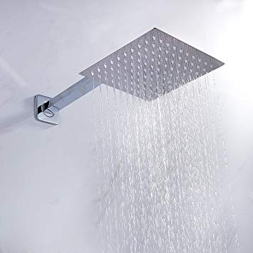 Shower Head, ieGeek 8 Inch High Pressure Showerhead Square Ultra-Thin Rainfall Shower Heads High Flow Fixed Spray Rain Showerhead Universal Luxury Bath Shower 304 Stainless Steel with Full Chrome Face