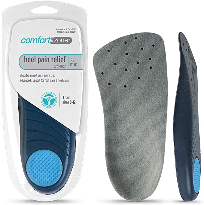 Comfort Zone Heel Pain Relief Inserts Men's, 8-12