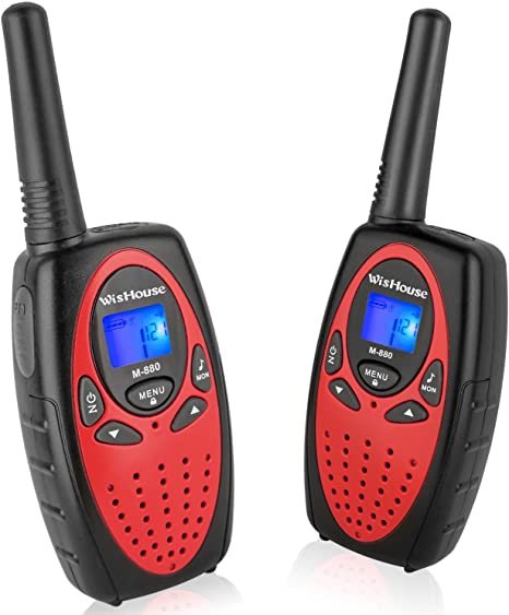 Wishouse Walkie Talkies for Family Travel, PMR446 Two Way Radios with Mic Vox Clip LCD Screen Long Mile Range 0.5w 8 Channels Noise Cancelling Walki Talkies for Adults Hiking Biking (M880 Red 1 Pair)