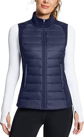 BALEAF Women's Lightweight Warm Puffer Vest Running Winter Hybrid Sleeveless Quilted Water Resistant Jacket