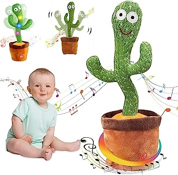 SGM GT-301 Dancing Talking Cactus for Boys Girls, Singing Cactus Record and Repeat, Cactus plush Children's Gifts, Educational Toys, Learning Toys, Electronic Light Up Plush