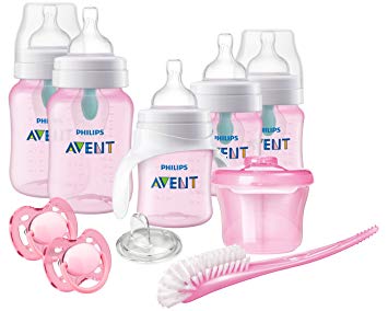 Philips Avent Anti-Colic Baby Bottle with AirFree Vent Beginner Gift Set Pink, SCD393/04