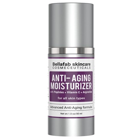 LOOK AGELESS IN WEEKS with the Best Anti Aging Moisturizer. Diminish Fine Lines and Wrinkles. Firming and Lifting Cream for Face and Neck. All in One with Peptides, Vitamin C and Argireline. 1 oz.