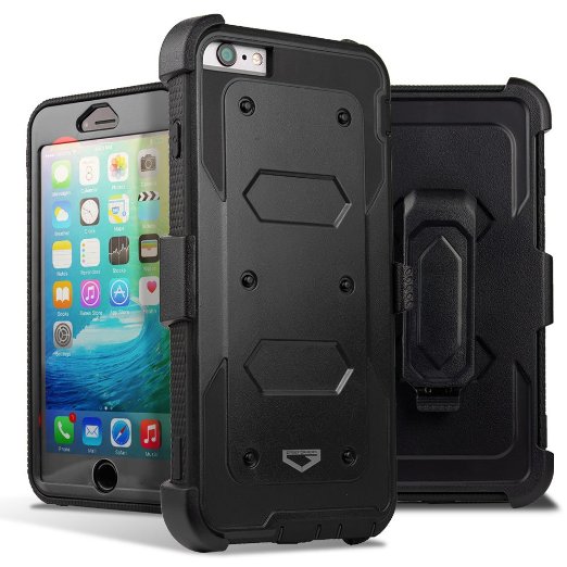 iPhone 6s Plus Case CASEFORMERS Rugged Tough Dual Armor Overlay Case Holster Screen Protector for iPhone 6s Plus and iPhone 6 Plus - BLACK